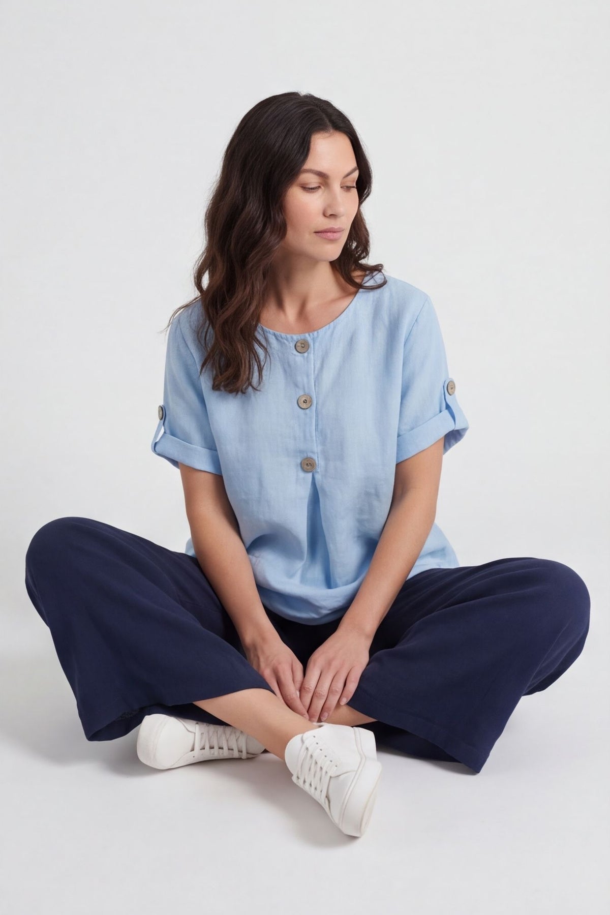 Athena Wide Leg Trousers Navy – image 3 of 4