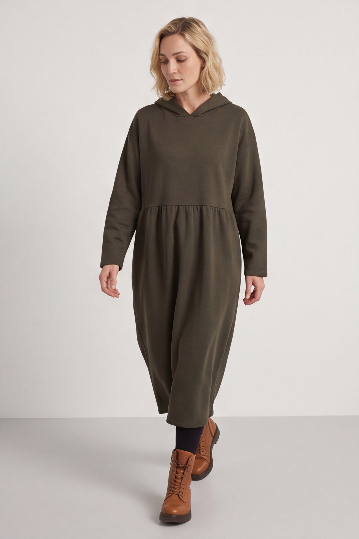 Saskia Hooded Dress Khaki – image 5 of 6