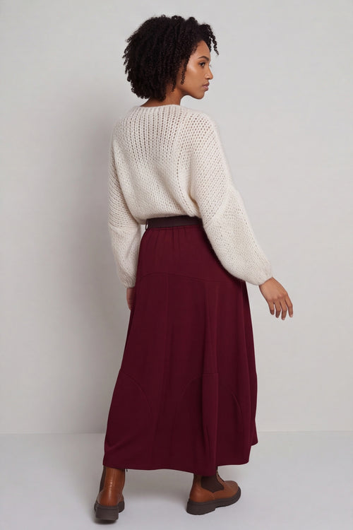 Georgetta Belted Cotton Skirt Wine – image 5 of 6