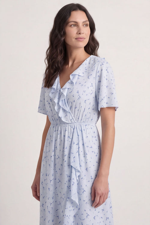 Etienne Floral Wrap Dress Light Blue – image 4 of 5