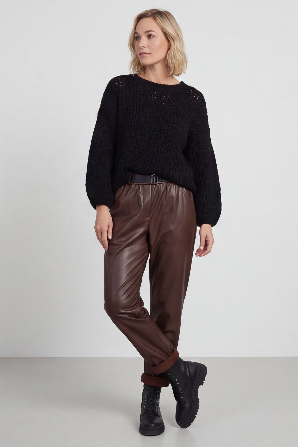 Hilary Wet Look Trousers Cocoa – image 5 of 5