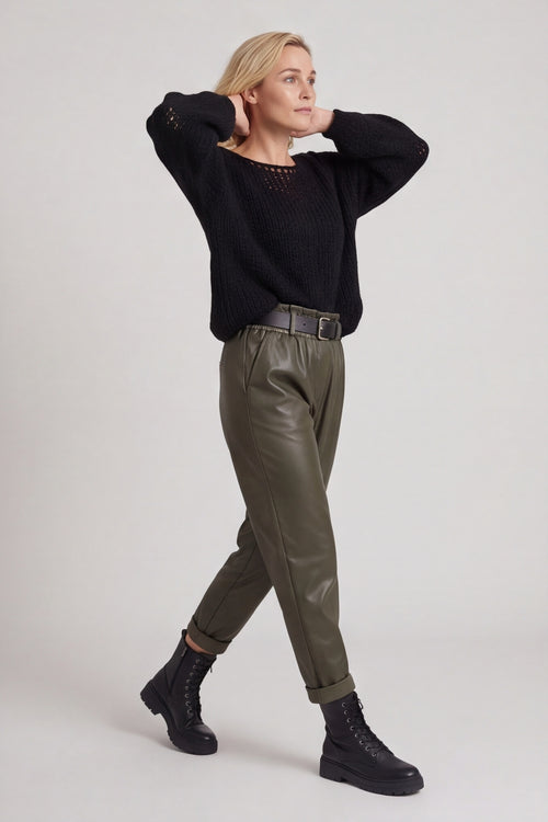 Hilary Wet Look Trousers Khaki – image 4 of 4