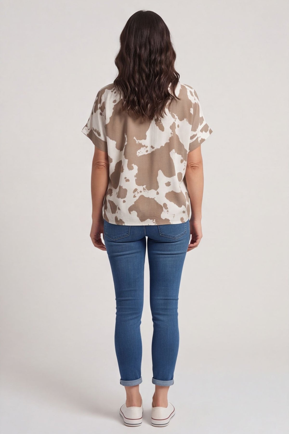 Edna Print Tie Shirt Mocha – image 4 of 5