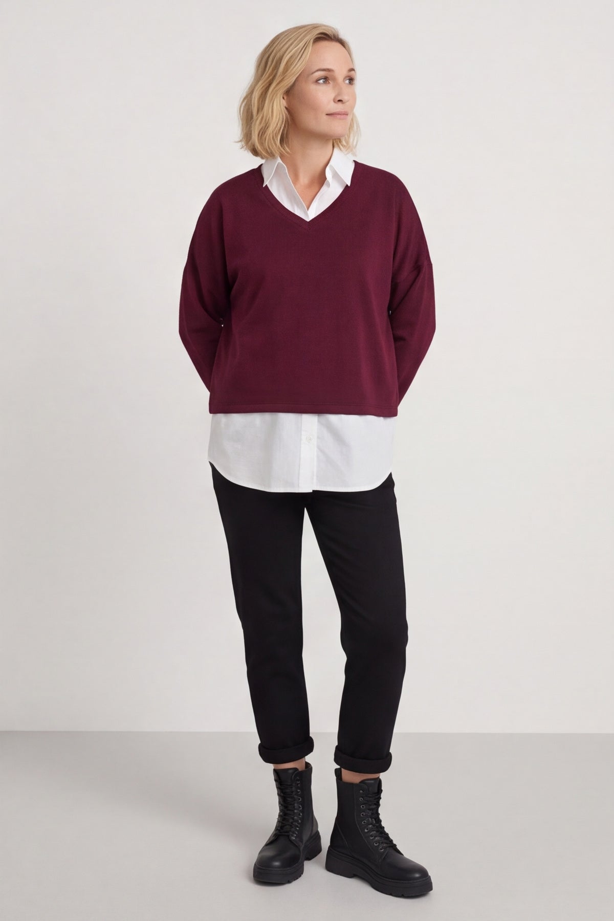 Leilani Collared Top Wine – image 5 of 6