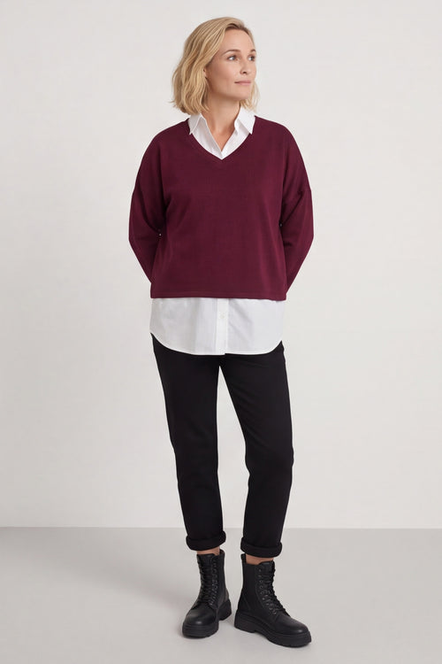 Leilani Collared Top Wine – image 5 of 6
