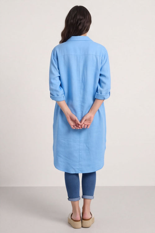 Mariabella Longline Linen Shirt Powder Blue – image 4 of 4