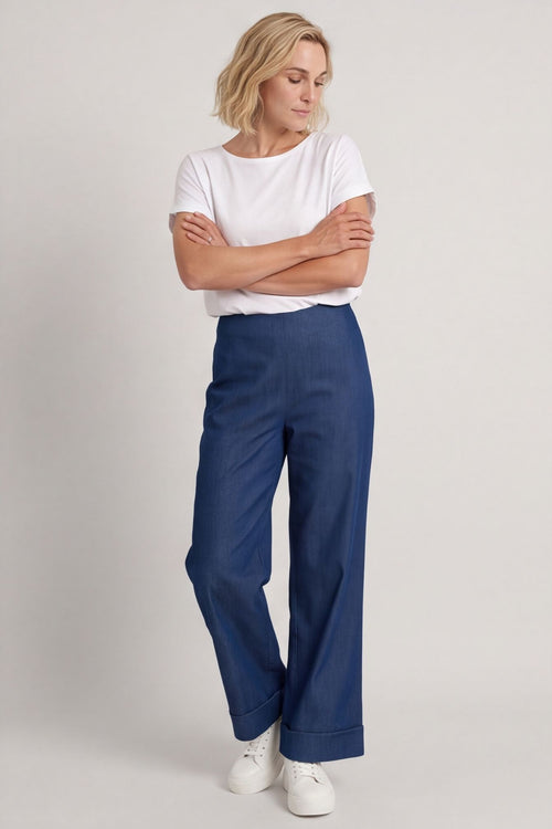 Darlene Lightweight Wide Leg Trousers Mid Denim – image 5 of 6
