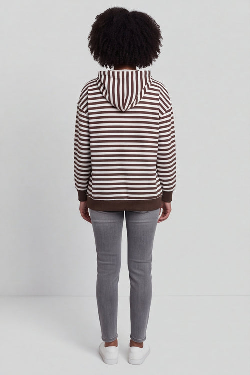 Selena Stripe Hooded Top Cocoa – image 5 of 6