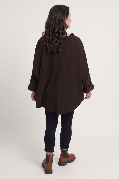 Rhianna Cowl Needlecord Top Cocoa – image 4 of 4