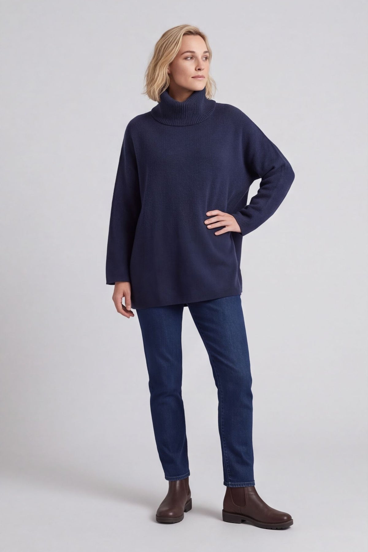 Jude Polo Neck Knitted Jumper Navy – image 5 of 6