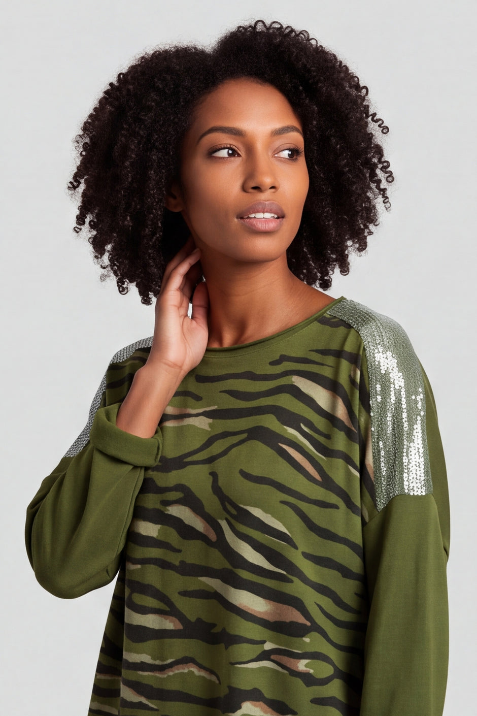 Estella Print Cotton Top Olive – image 5 of 6