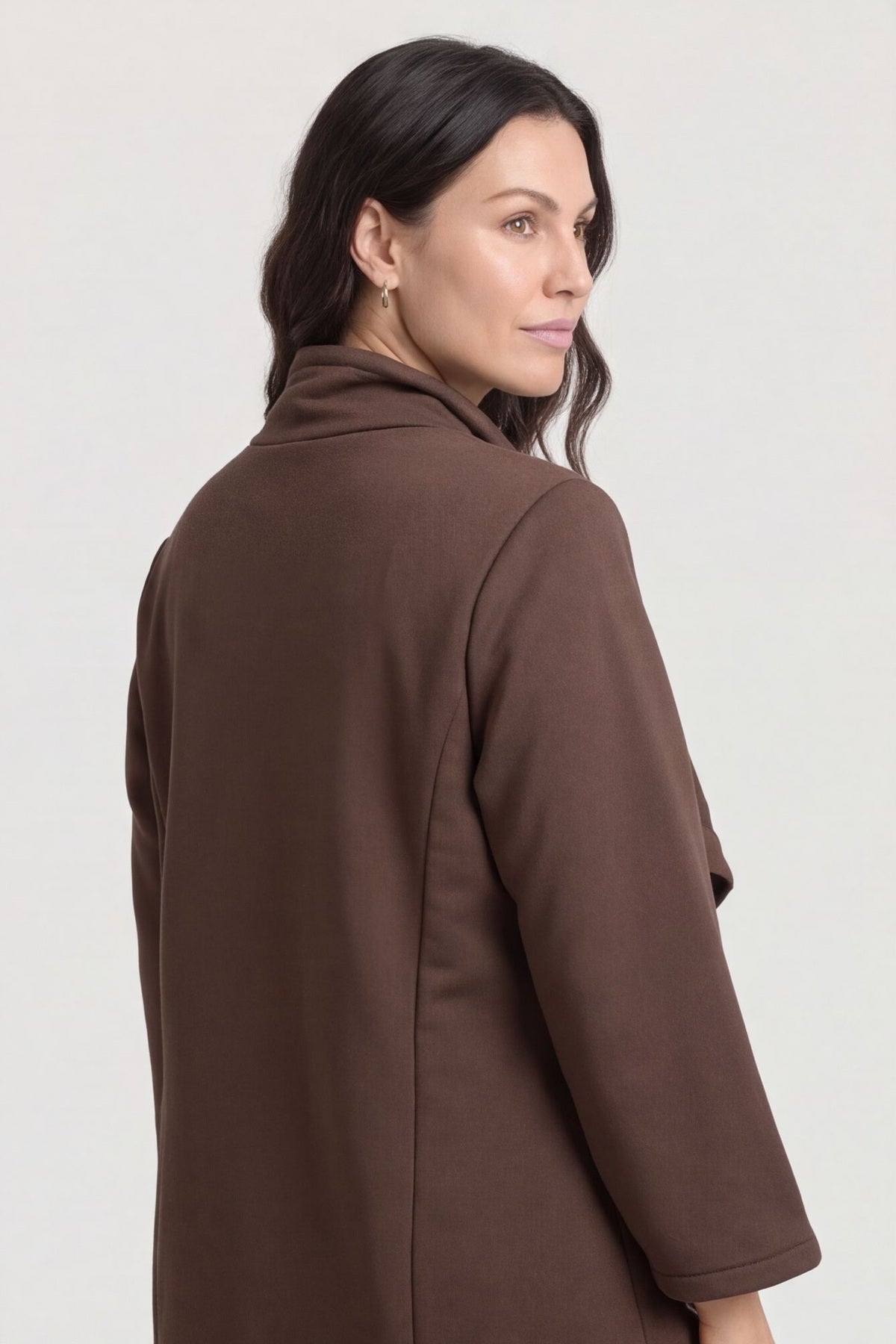 Damaris Asymmetric Button Cotton Top Cocoa – image 5 of 6
