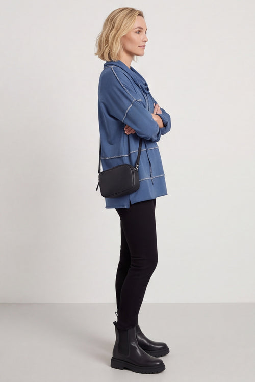 Clarina Cowl Neck Cotton Top Blue – image 5 of 6