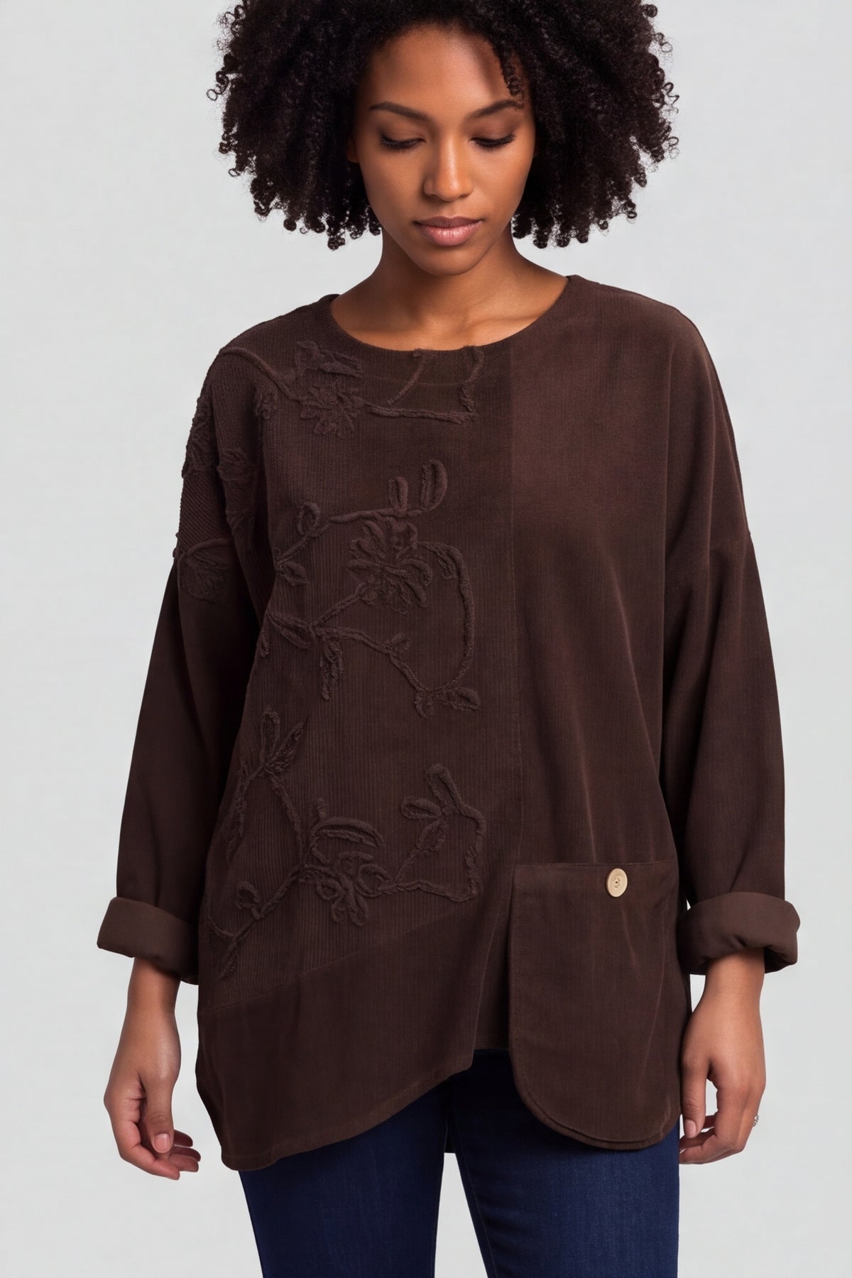 Jessa Needlecord Top Cocoa – image 5 of 6