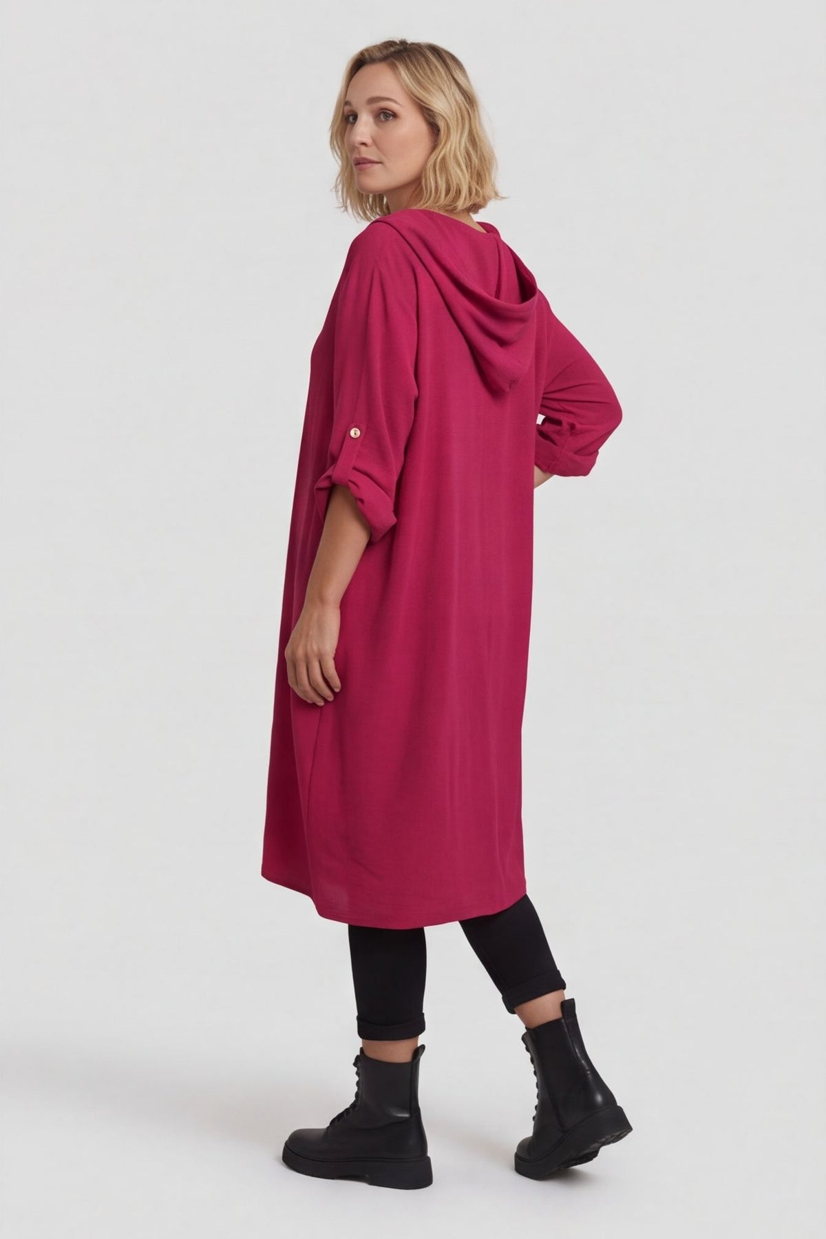 Viviette Hooded Tunic Hot Pink – image 4 of 5
