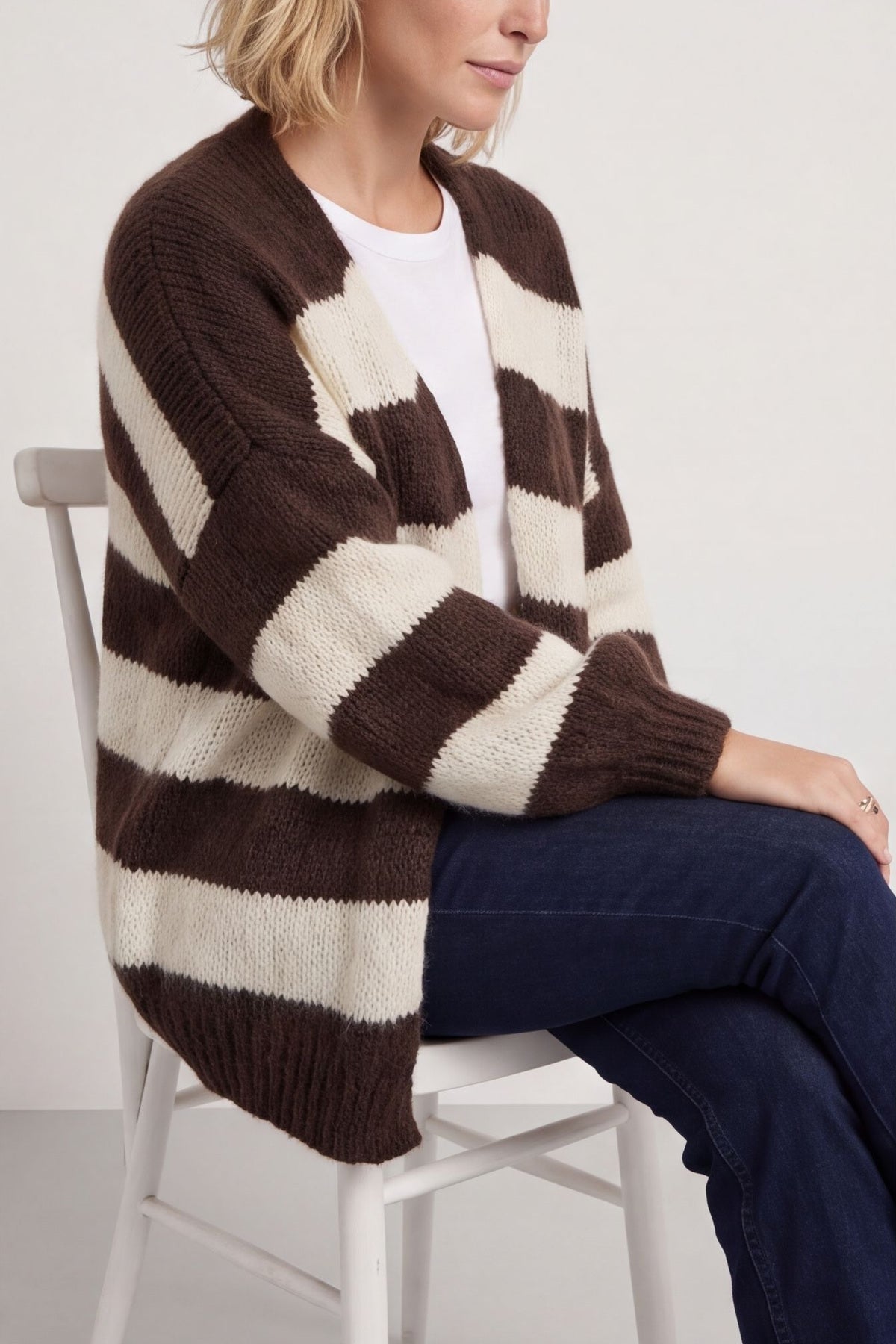 Kennedy Stripe Knitted Cardigan Cocoa – image 5 of 6