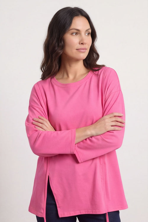 Andie Seam Detail Cotton Top Fuchsia – image 4 of 4