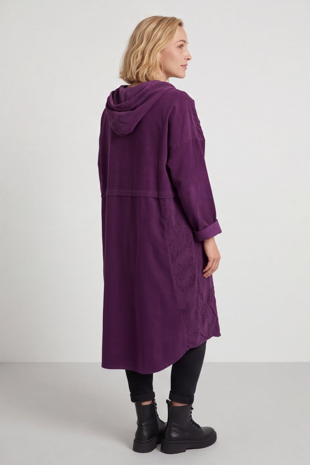Devyn Hooded Needlecord Dress Purple – image 5 of 6