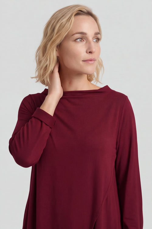 Nelle Cowl Cotton Top Wine – image 5 of 6