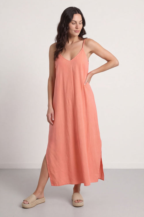 Cesca Strap Linen Dress Orange – image 5 of 6