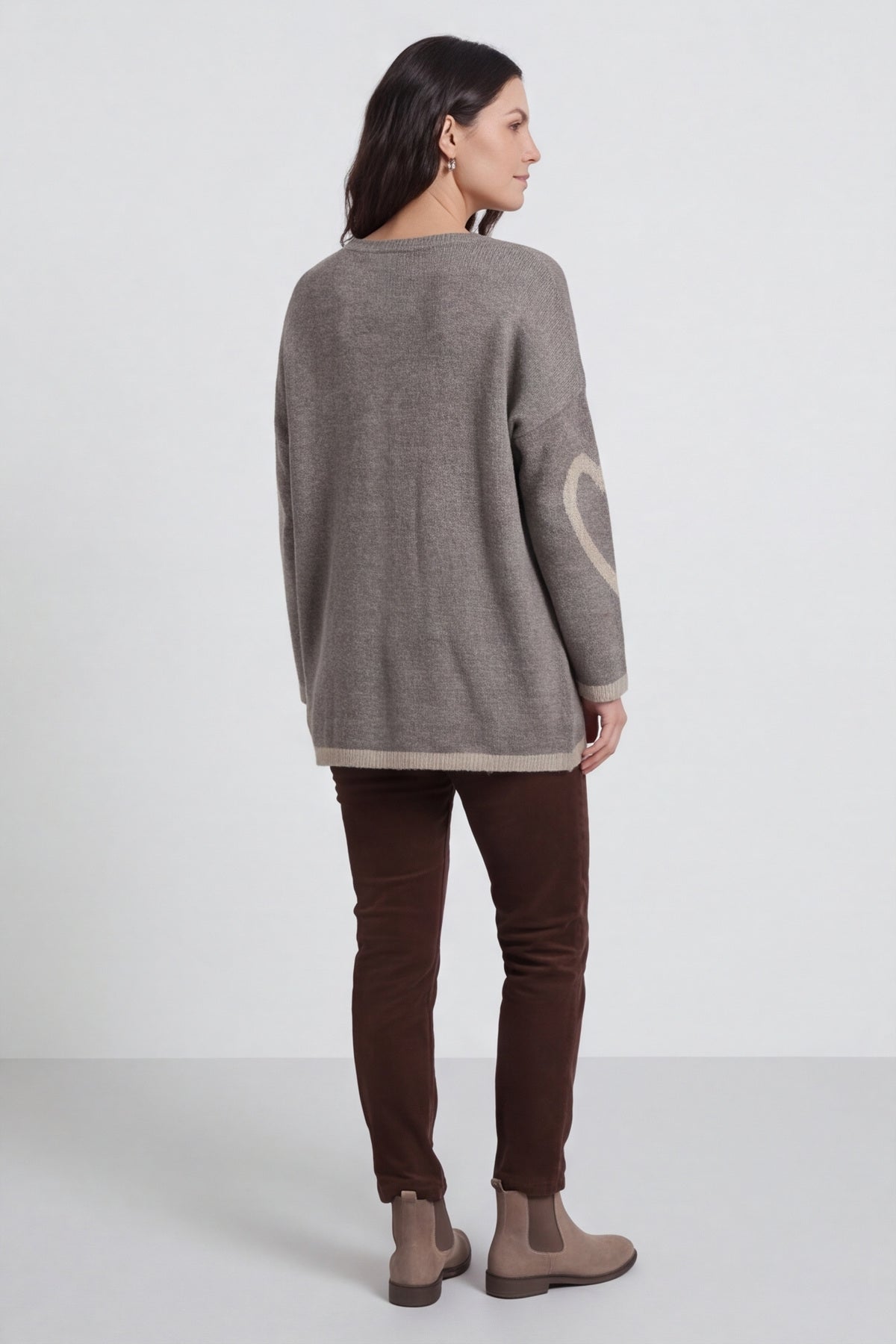 Milena Heart Knitted Jumper Mocha – image 3 of 4