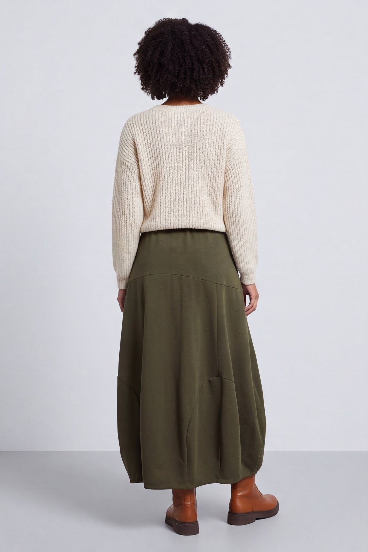 Georgetta Belted Cotton Skirt Khaki – image 5 of 6