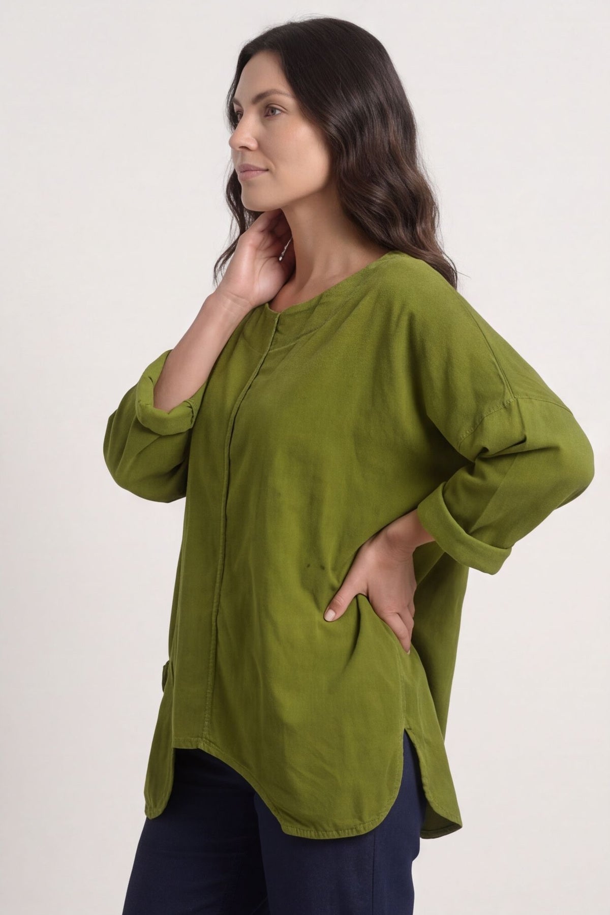 Daisy Needlecord Top Olive – image 5 of 5