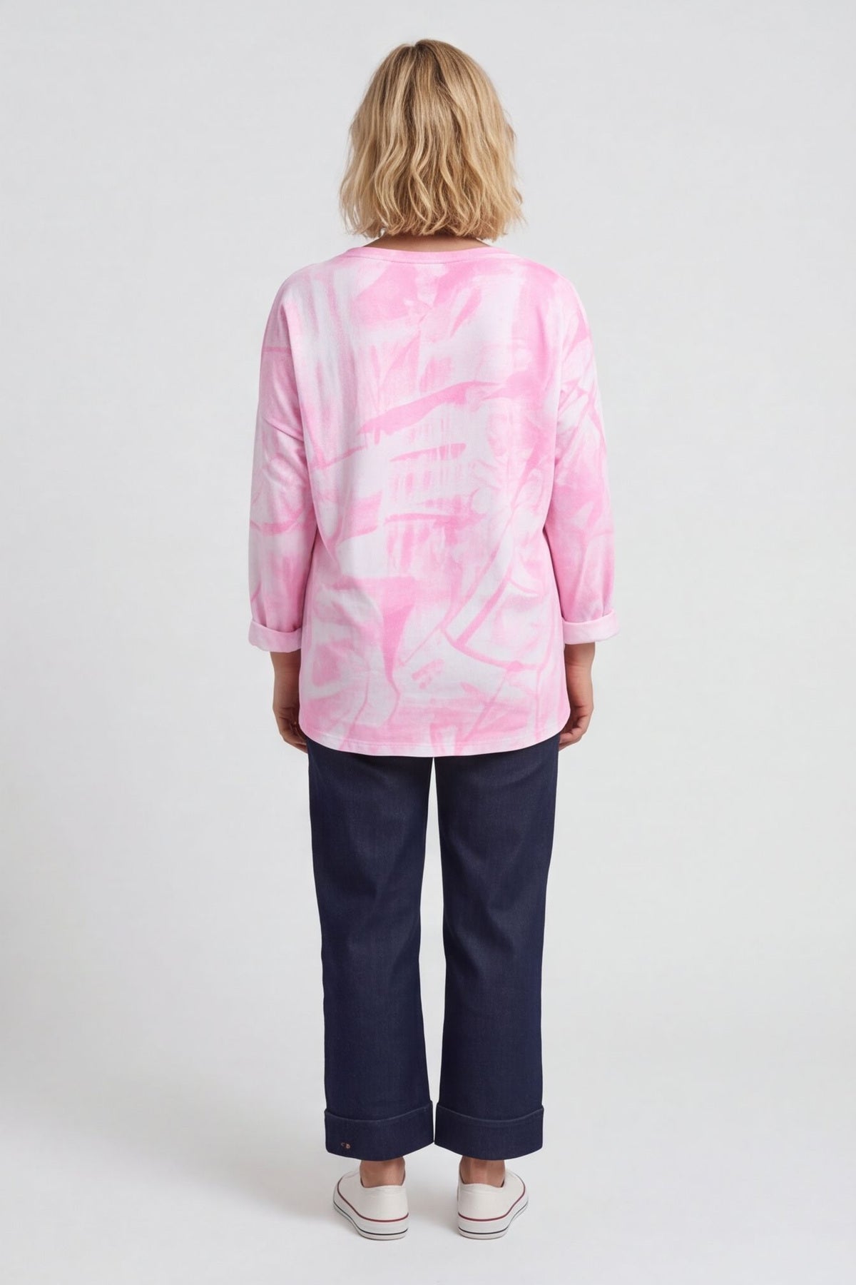 Charnette Long Sleeve Tie Dye Cotton Top Fuchsia – image 4 of 5