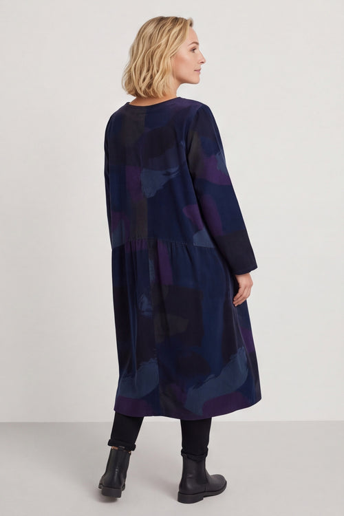 Dreda Print Needlecord Dress Navy – image 4 of 5