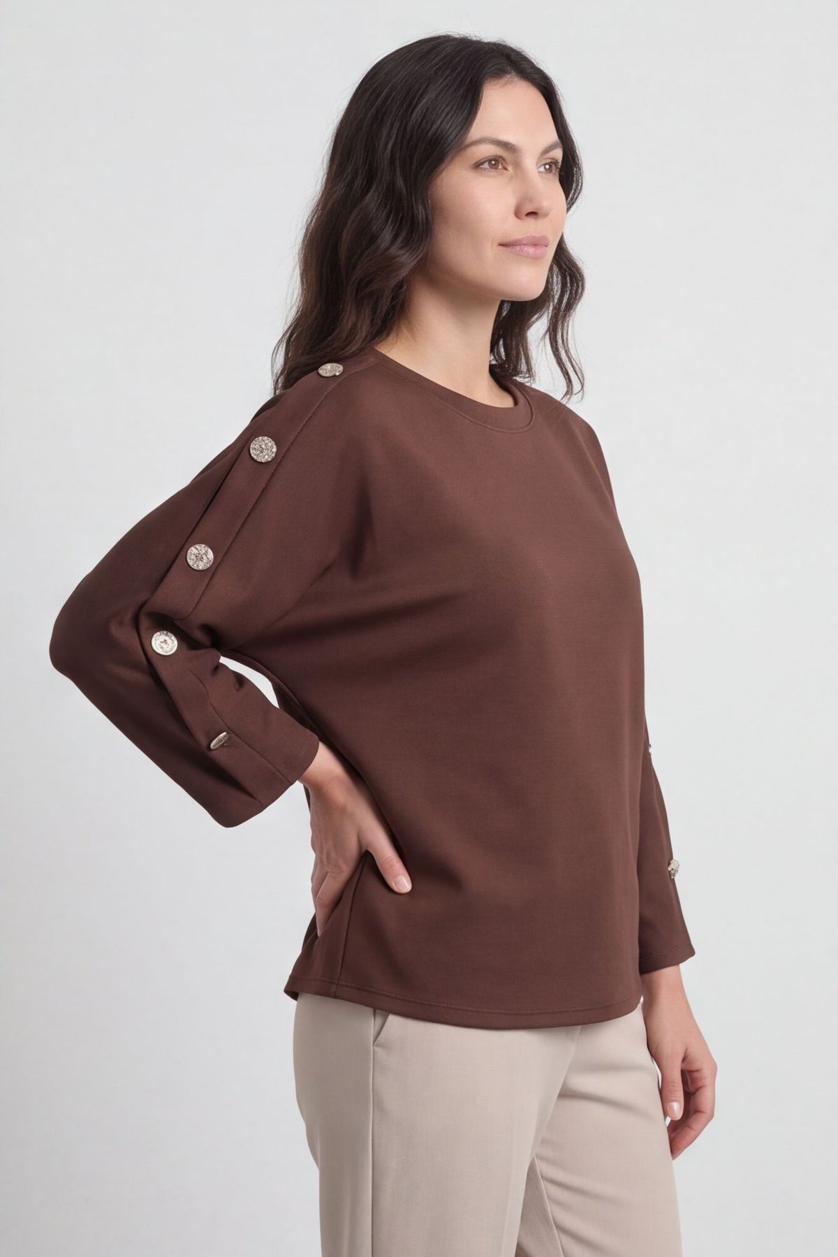 Lesley Button Top Cocoa – image 5 of 6