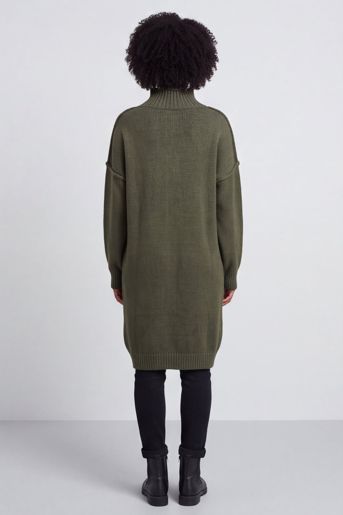Bridie Polo Neck Knitted Tunic Khaki – image 4 of 5