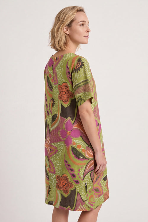 Aurora Leaf Linen Shift Dress – image 3 of 4