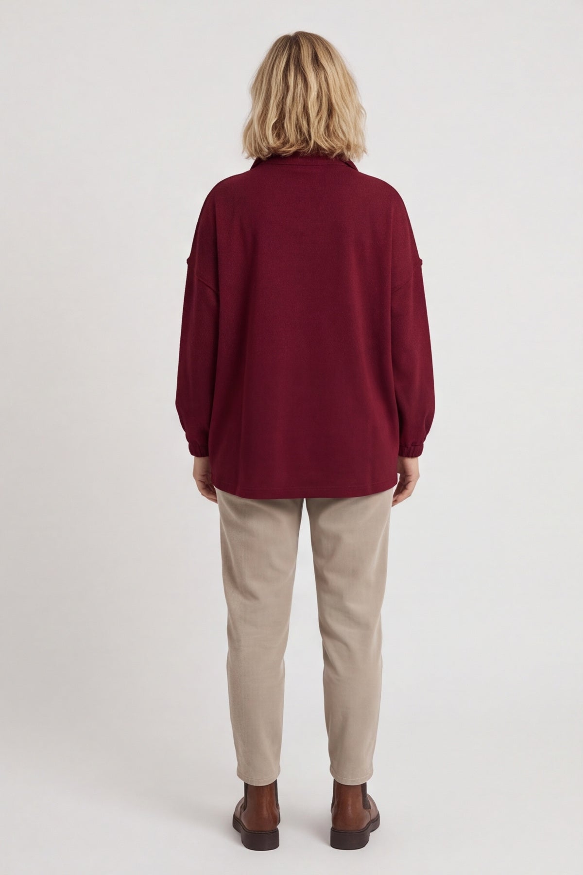 Sybil Button Cotton Sweatshirt Wine – image 4 of 5