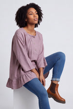 Dawsmere Button Linen Top Mauve Mauve - Dawsmere Button Linen Top Mauve – image 5 of 6