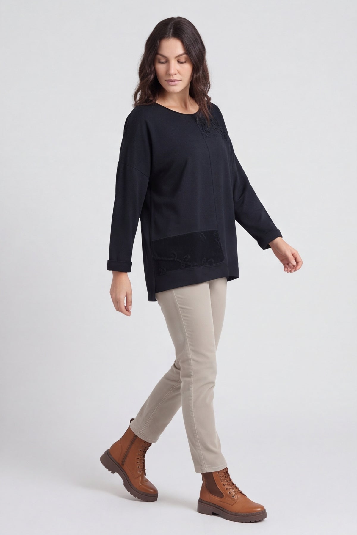 Louise Cord Patch Cotton Top Black – image 5 of 6