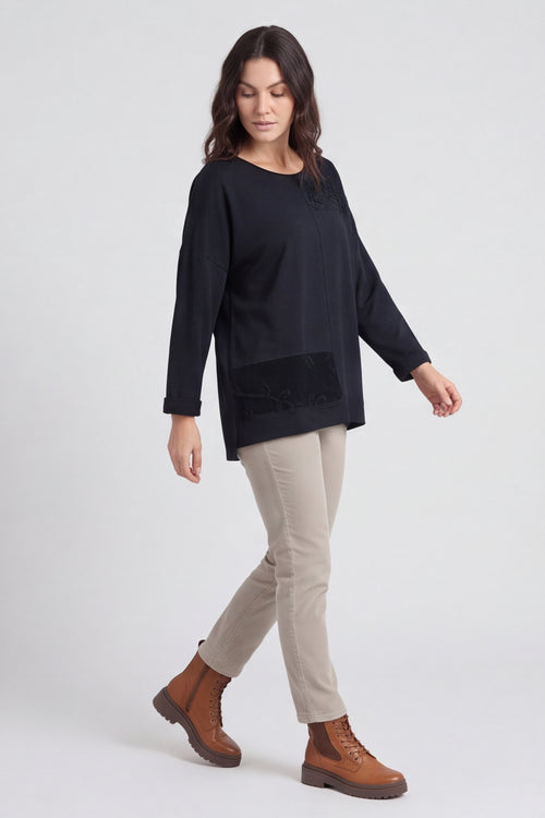 Louise Cord Patch Cotton Top Black – image 5 of 6
