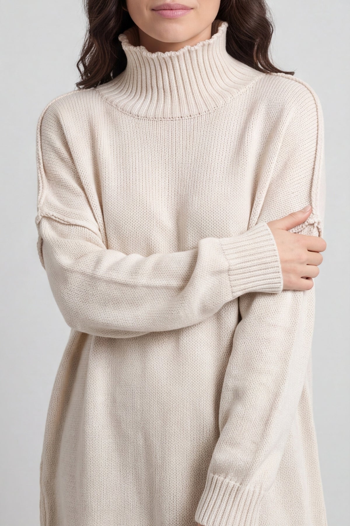 Bridie Polo Neck Knitted Tunic Stone – image 5 of 6