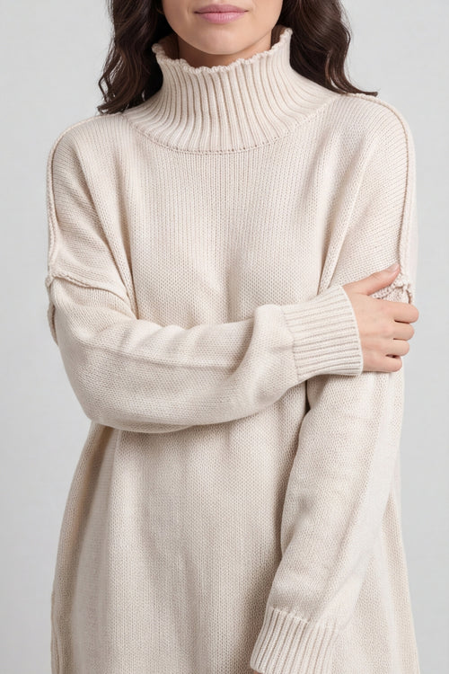 Bridie Polo Neck Knitted Tunic Stone – image 5 of 6