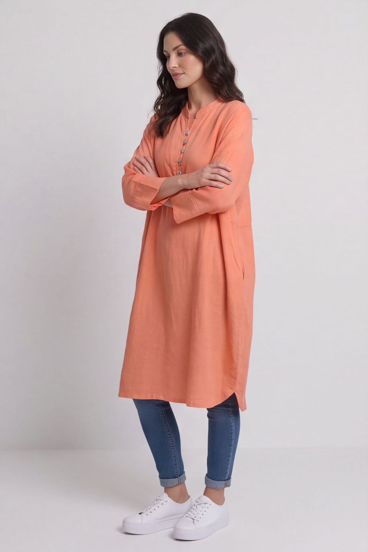 Helena Linen Dress Orange – image 4 of 5