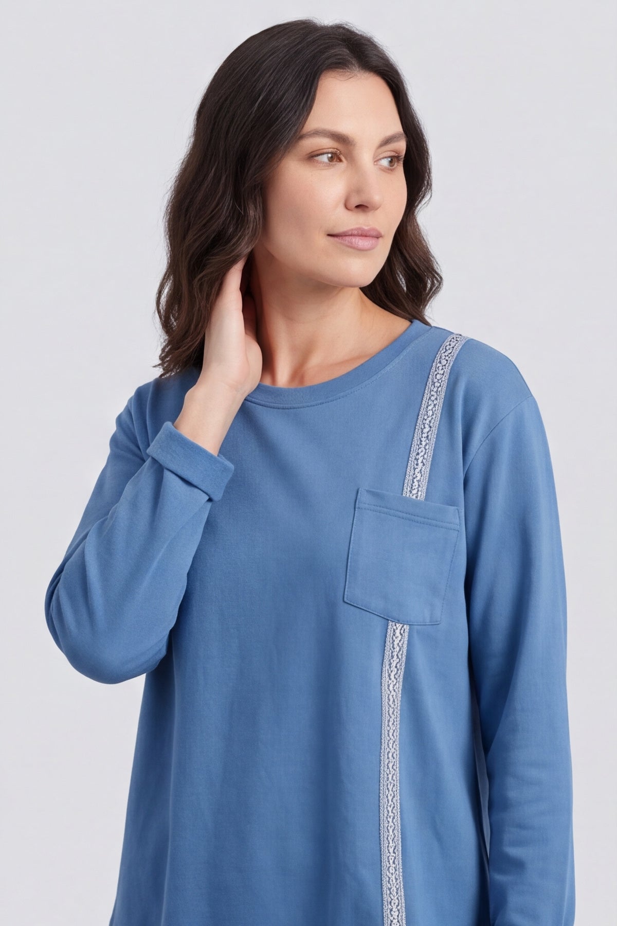 Barbara Pocket Cotton Top Blue – image 5 of 6