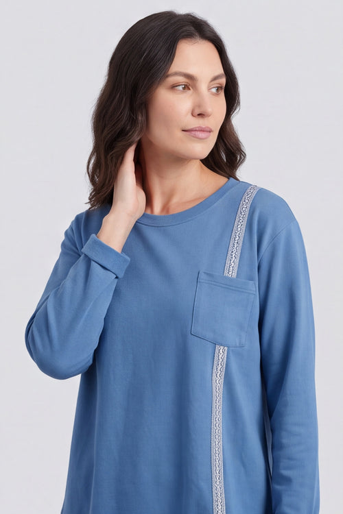 Barbara Pocket Cotton Top Blue – image 5 of 6