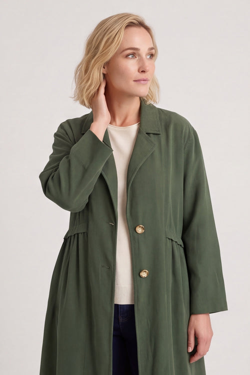 Meryl Long Needlecord Jacket Khaki – image 4 of 5
