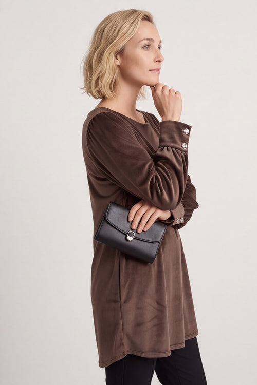 Zannah Button Back Tunic Cocoa – image 3 of 4