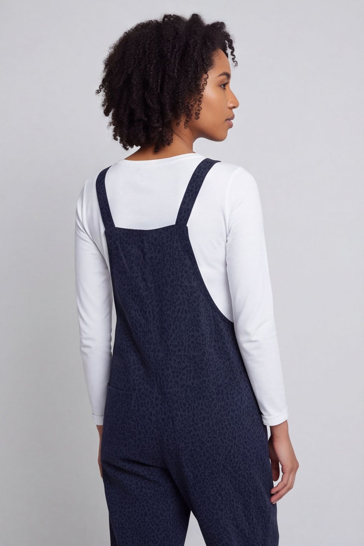Pabo Leopard Needlecord Dungarees Navy – image 3 of 4
