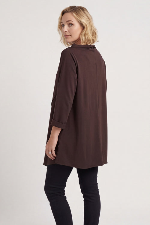 Nelle Cowl Cotton Top Cocoa – image 4 of 5
