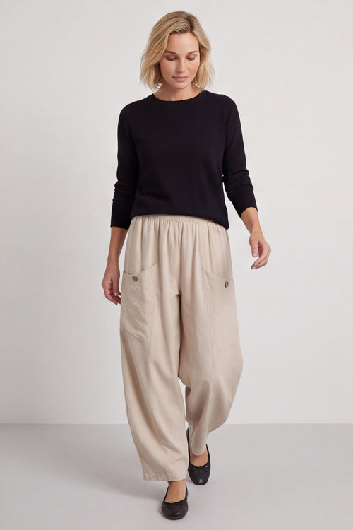 Clarisse Button Pocket Linen Trousers Stone – image 4 of 4