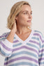 Gladys Stripe Knit Cotton Top Purple – image 5 of 6