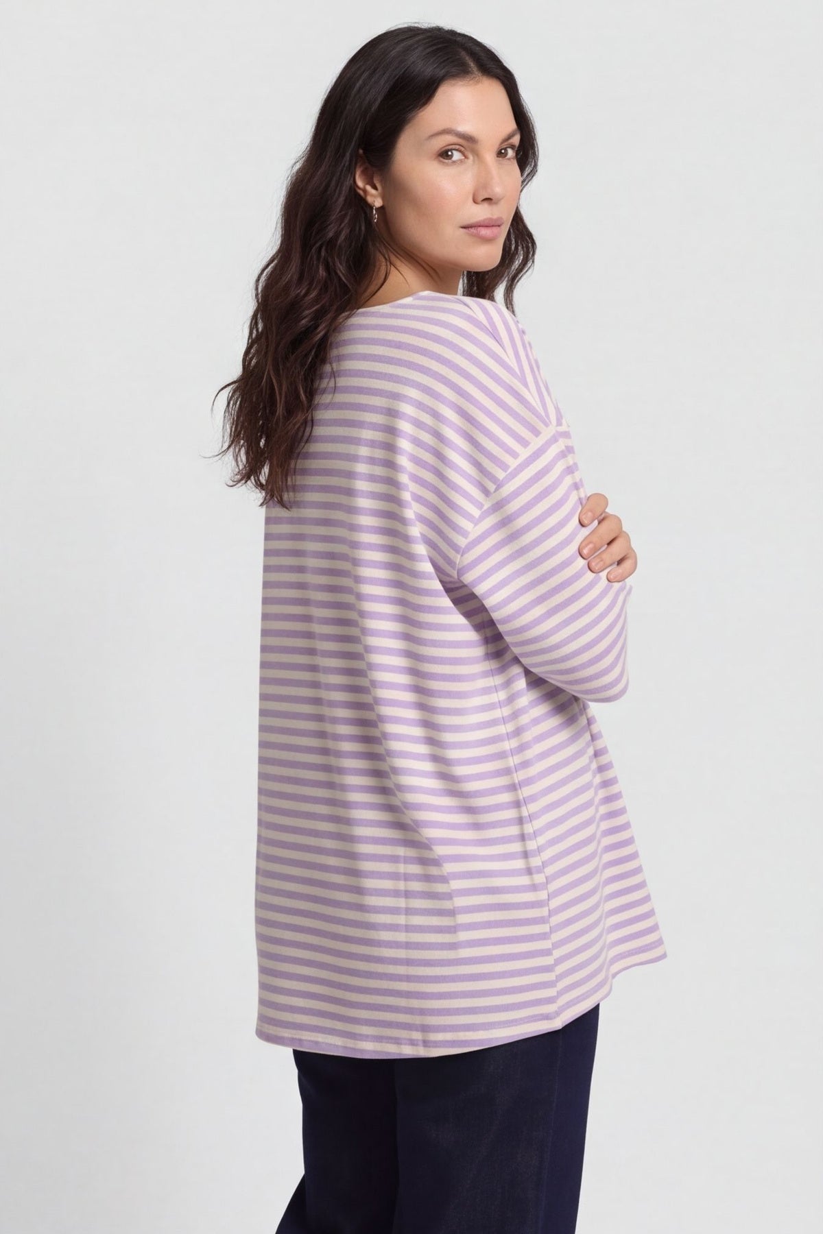Trixie Stripe Tie Cotton Top Lilac – image 5 of 5