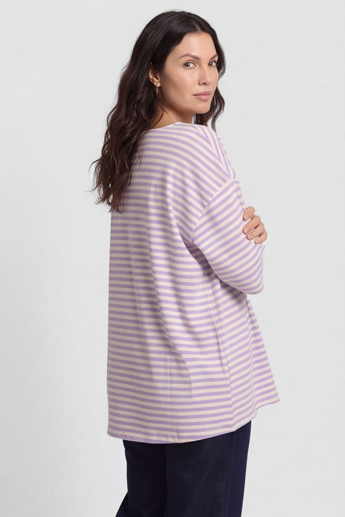 Trixie Stripe Tie Cotton Top Lilac – image 5 of 5
