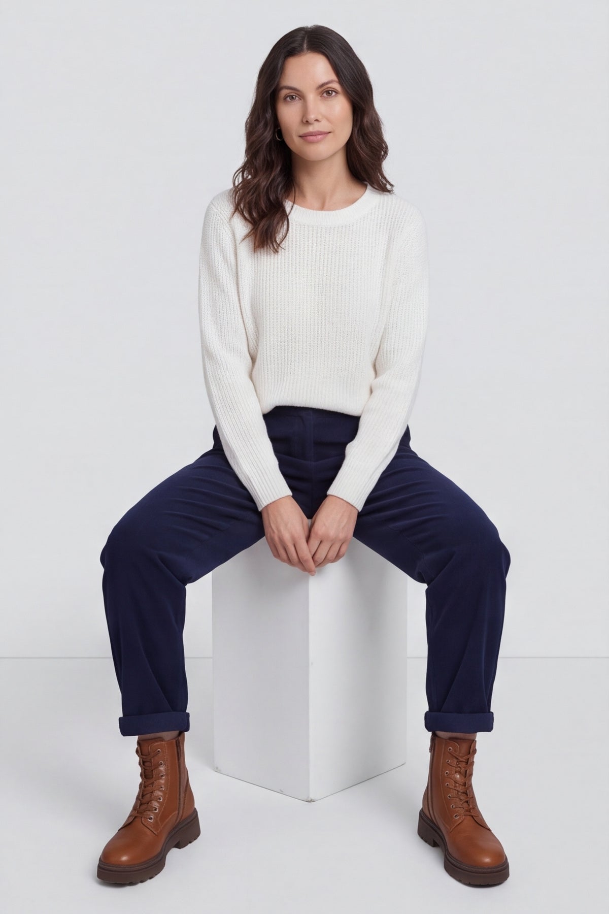 Carmella Needlecord Trousers Navy – image 5 of 6